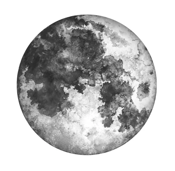 Lua isolada sobre fundo branco. Ilustração desenhada à mão aquarela . — Fotografia de Stock