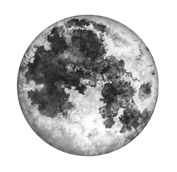 Lua isolada sobre fundo branco. Ilustração desenhada à mão aquarela . — Fotografia de Stock