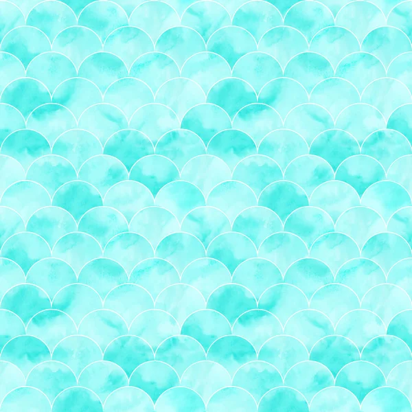 Turquoise sea wave geometric texture. Fish scale seamless pattern. — Stock Photo, Image