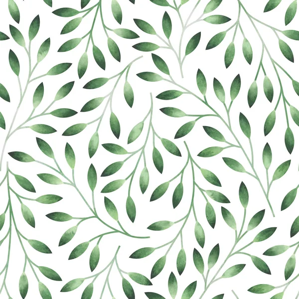 Seamless pattern with stylized leaves. Watercolor hand drawn illustration. — Stock Photo, Image