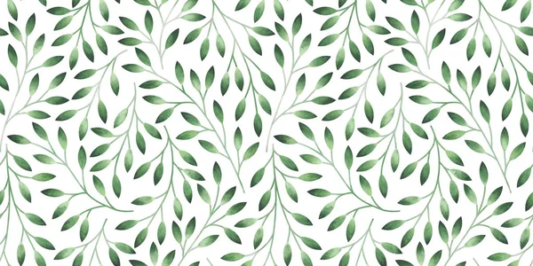 Seamless pattern with stylized leaves. Watercolor hand drawn illustration. — Stock Photo, Image