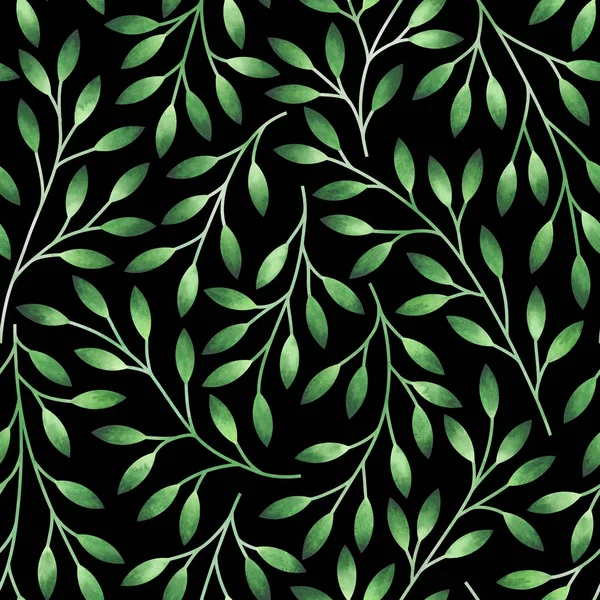 Patrón sin costuras con hojas estilizadas. Acuarela ilustración dibujada a mano . — Foto de Stock