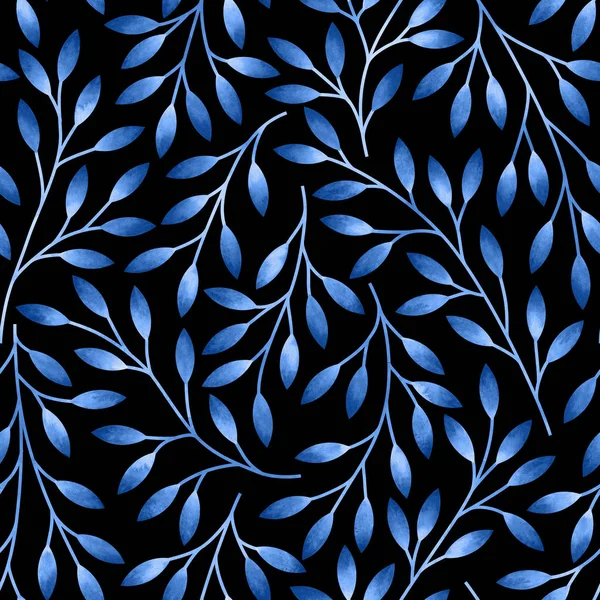 定型化された葉を持つシームレスなパターン。水彩画描き下ろしイラスト. — ストック写真