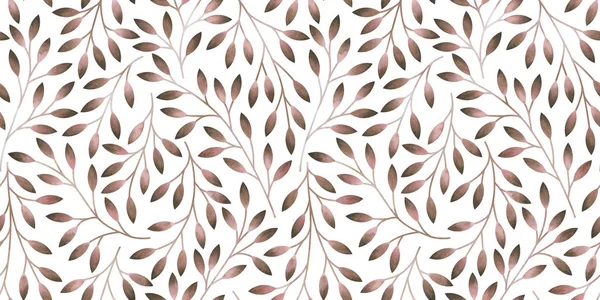 Stilize yaprakları ile dikişsiz desen. Suluboya el çizilmiş illüstrasyon.