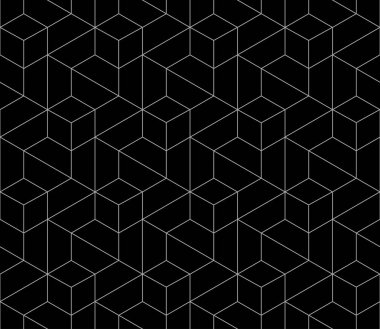 Vektör dikişsiz kübik altıgen deseni. Modern şık ince doğrusal doku.