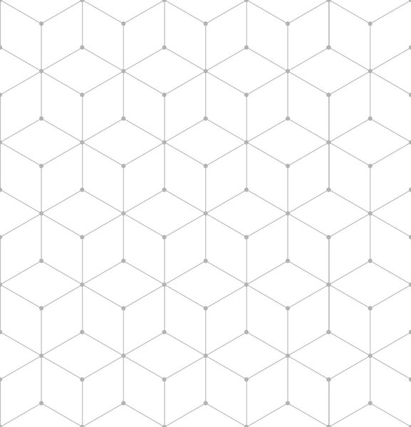 Vector seamless cubic pattern with dots. Modern thin hexagon grid texture.