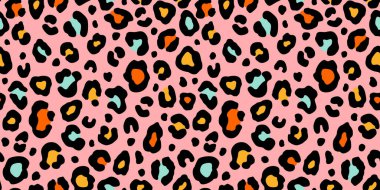 Renkli leopar desensiz. Moda stili vektör dokusu. EPS 10