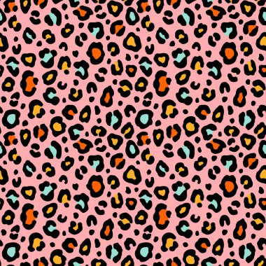 Renkli leopar desensiz. Moda stili vektör dokusu. EPS 10