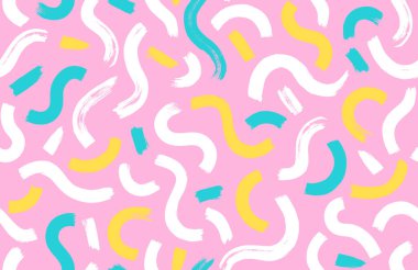 Fırça darbesi elementli vektör hipster kusursuz desen. Renkli, soyut bir arkaplan. EPS 10