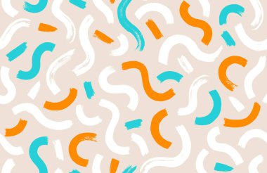 Fırça darbesi elementli vektör hipster kusursuz desen. Renkli, soyut bir arkaplan. EPS 10