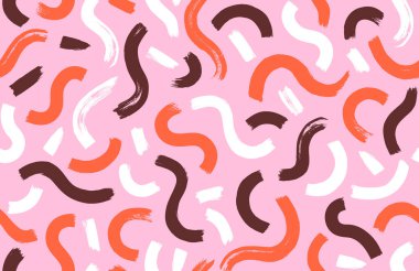 Fırça darbesi elementli vektör hipster kusursuz desen. Renkli, soyut bir arkaplan. EPS 10