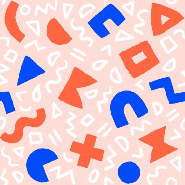 Kalın geometrik şekilleri ve fırça darbeleriyle renksiz desen. Modern İskandinav kesim elementlerine sahip vektör soyut arkaplan.