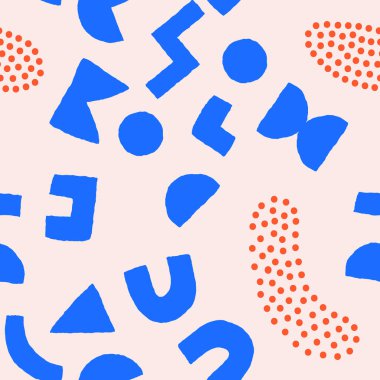 Kalın geometrik şekilleri ve noktaları olan renksiz desenler. Modern İskandinav kesim elementlerine sahip vektör soyut arkaplan.