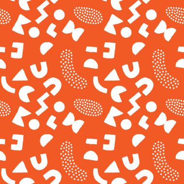 Kalın geometrik şekilleri ve noktaları olan renksiz desenler. Modern İskandinav kesim elementlerine sahip vektör soyut arkaplan.