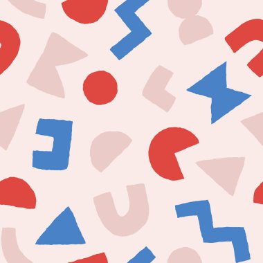 Kalın geometrik şekilli, renksiz desen. Modern İskandinav kesim elementlerine sahip vektör soyut arkaplan.