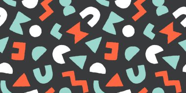 Kalın geometrik şekilli, renksiz desen. Modern İskandinav kesim elementlerine sahip vektör soyut arkaplan.