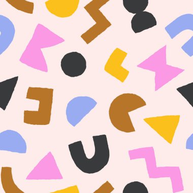 Kalın geometrik şekilli, renksiz desen. Modern İskandinav kesim elementlerine sahip vektör soyut arkaplan.