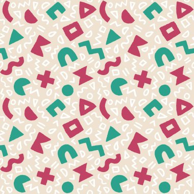 Kalın geometrik şekilleri ve fırça darbeleriyle renksiz desen. Modern İskandinav kesim elementlerine sahip vektör soyut arkaplan.