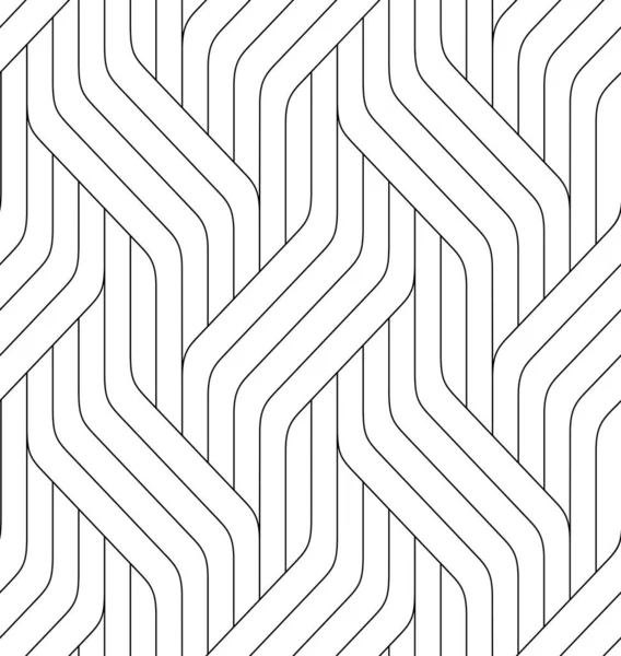 Naadloos Dun Lineair Patroon Abstracte Geometrische Golvende Achtergrond Stijlvolle Monochrome — Stockvector