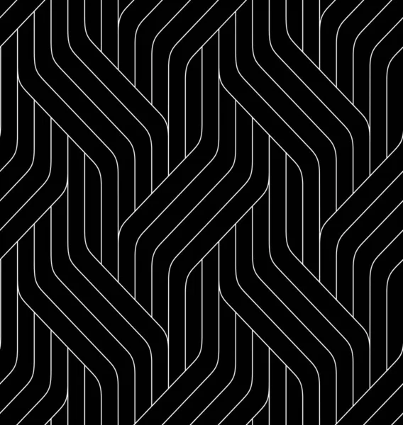 Nahtlos Dünnes Lineares Muster Abstrakter Geometrischer Welliger Hintergrund Stilvolle Monochrome — Stockvektor