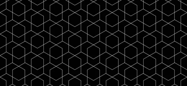 Vector Seamless Cubic Hexagon Pattern Modern Stylish Thin Linear Texture — Stock Vector