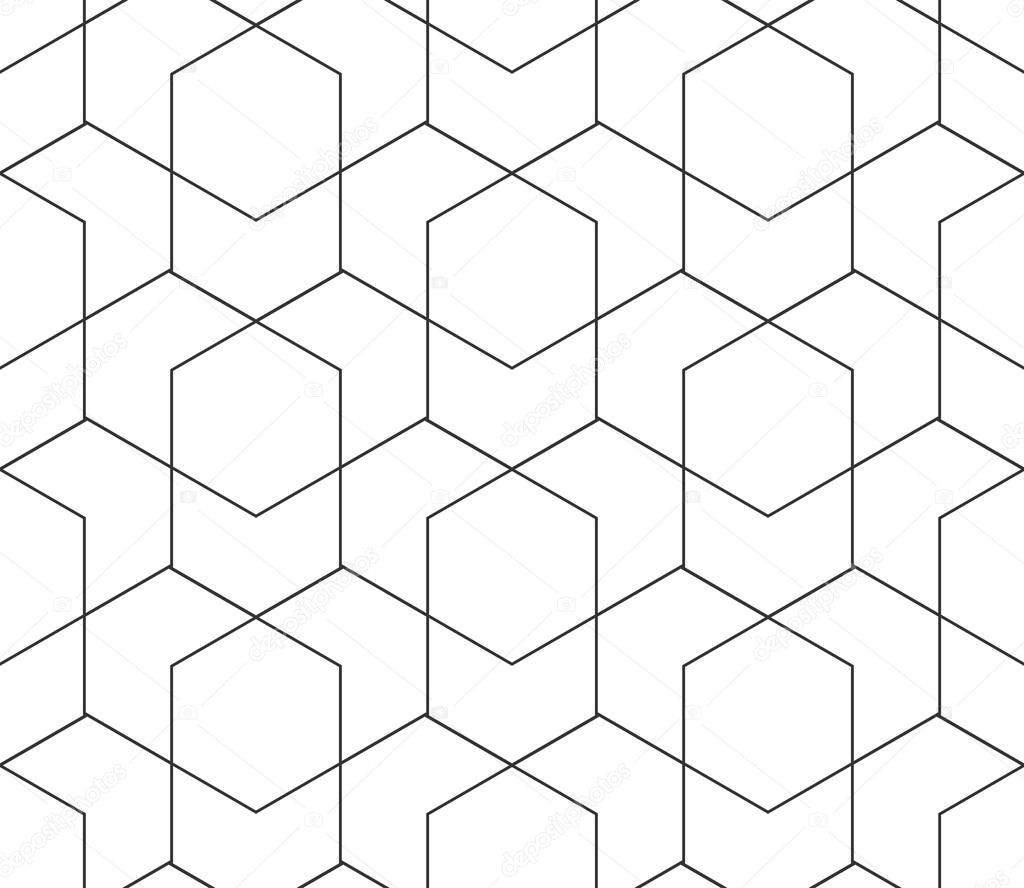 Vector seamless cubic hexagon pattern. Modern stylish thin linear texture. EPS 10