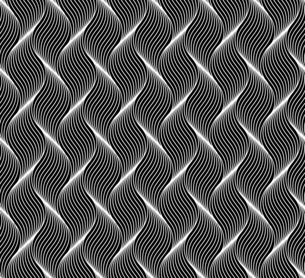 Naadloos Dun Lineair Patroon Abstracte Geometrische Golvende Achtergrond Stijlvolle Monochrome — Stockvector