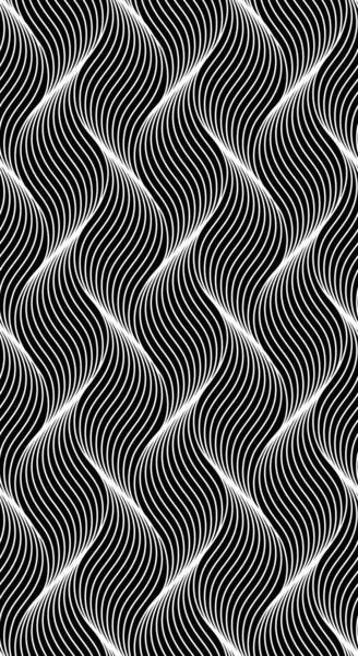 Бесшовный Тонкий Линейный Узор Абстрактный Геометрический Волновой Фон Стильная Монохромная — стоковый вектор