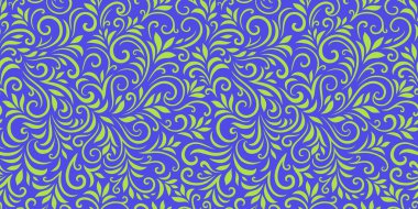 Yaprakları ve bukleleri olan kusursuz bir şekil. Tek renkli soyut çiçek arkaplanı. Modaya uygun monokrom dokusu. EPS 10