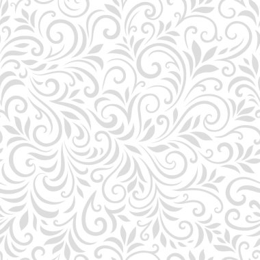 Yaprakları ve bukleleri olan kusursuz bir şekil. Tek renkli soyut çiçek arkaplanı. Modaya uygun monokrom dokusu. EPS 10