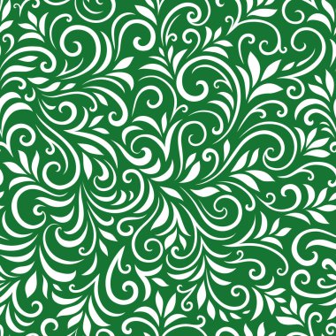 Yaprakları ve bukleleri olan kusursuz bir şekil. Tek renkli soyut çiçek arkaplanı. Modaya uygun monokrom dokusu. EPS 10