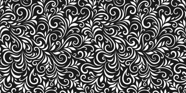 Patrón Sin Costura Vectorial Con Hojas Rizos Fondo Floral Abstracto — Archivo Imágenes Vectoriales