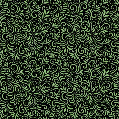 Yaprakları ve bukleleri olan kusursuz bir şekil. Tek renkli soyut çiçek arkaplanı. Modaya uygun monokrom dokusu. EPS 10