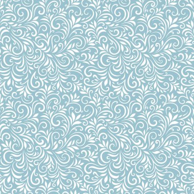 Yaprakları ve bukleleri olan kusursuz bir şekil. Tek renkli soyut çiçek arkaplanı. Modaya uygun monokrom dokusu. EPS 10