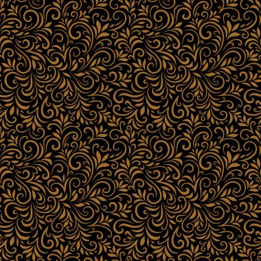 Yaprakları ve bukleleri olan kusursuz bir şekil. Tek renkli soyut çiçek arkaplanı. Modaya uygun monokrom dokusu. EPS 10