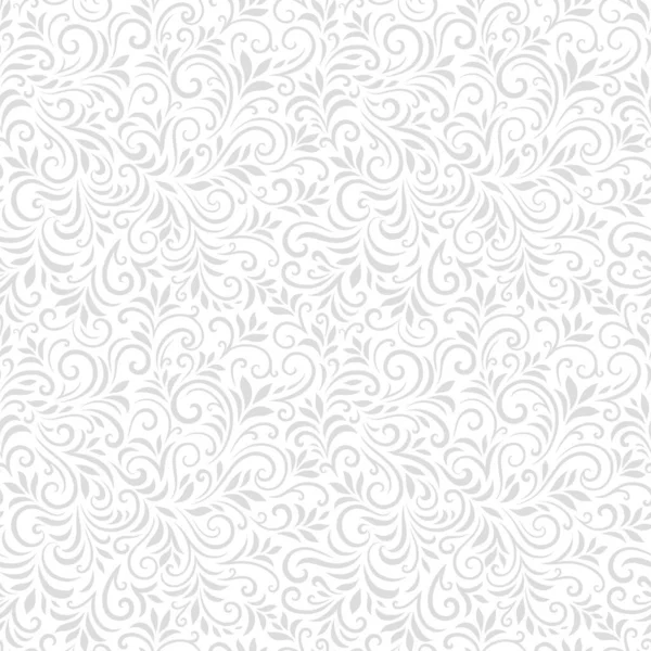 Векторный Бесшовный Рисунок Листьями Кудряшками Монохромный Абстрактный Цветочный Фон Стильная — стоковый вектор