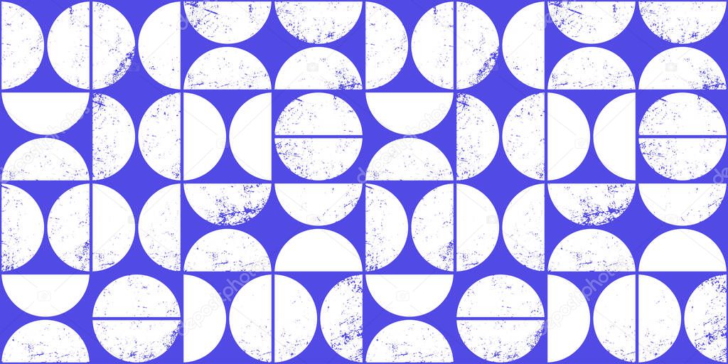 Colorful geometric seamless pattern in Scandinavian style. Modern abstract grunge background with semicircles. EPS 10