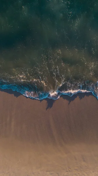 Aerial View Sea Shore Sandy Beach Blue Waves — Stock Photo, Image