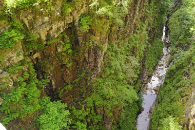 Corrieshalloch Gorge is located on the Droma River 20 km south of Ullapool in the Scottish Highlands. It is 1.5 km long, 60 m deep. clipart