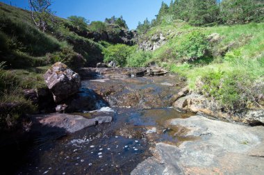Peri havuzları, güzel berrak mavi havuzları üzerinde nehir kırılgan siyah Cuillins Glenbrittle yakınındaki ayak altındadır.