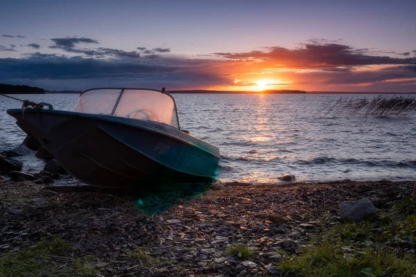 Sonnenuntergang am See Onega — Stockfoto