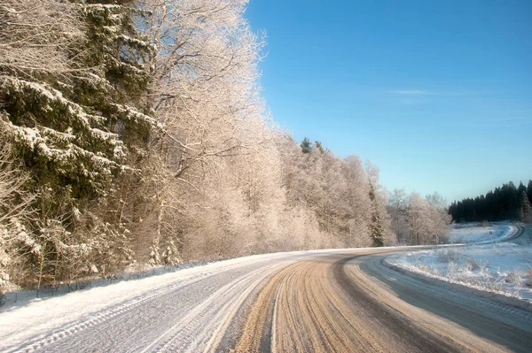 Estrada de inverno Imagem De Stock