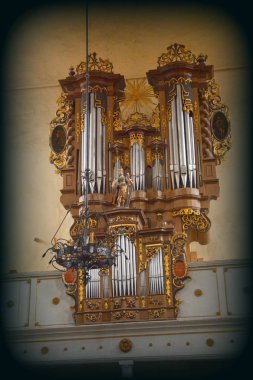 Organ. Ortaçağ içinde köyün Cristian, Sibiu İlçesi, Transilvanya, Romanya Sakson kilisede güçlendirilmiş 
