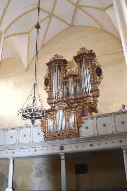 Organ. Ortaçağ içinde köyün Cristian, Sibiu İlçesi, Transilvanya, Romanya Sakson kilisede güçlendirilmiş 