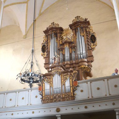 Organ. Ortaçağ içinde köyün Cristian, Sibiu İlçesi, Transilvanya, Romanya Sakson kilisede güçlendirilmiş 