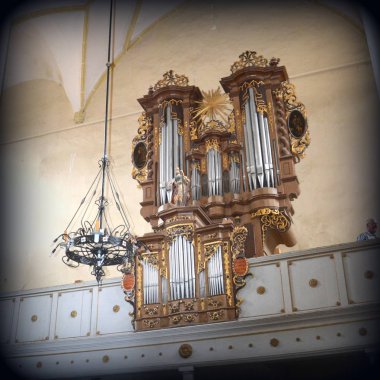 Organ. Ortaçağ içinde köyün Cristian, Sibiu İlçesi, Transilvanya, Romanya Sakson kilisede güçlendirilmiş 