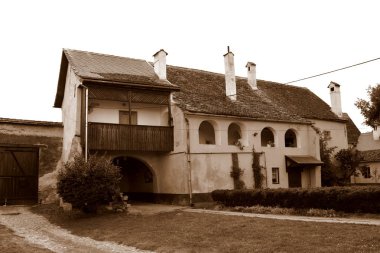 Köyün Cristian, Sibiu İlçesi, Transilvanya tipik kırsal manzara ve köylü evleri