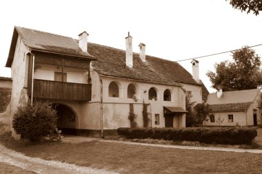 Köyün Cristian, Sibiu İlçesi, Transilvanya tipik kırsal manzara ve köylü evleri