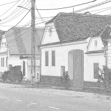 Köyün Cristian, Sibiu İlçesi, Transilvanya tipik kırsal manzara ve köylü evleri