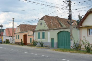 Köyün Cristian, Sibiu İlçesi, Transilvanya tipik kırsal manzara ve köylü evleri